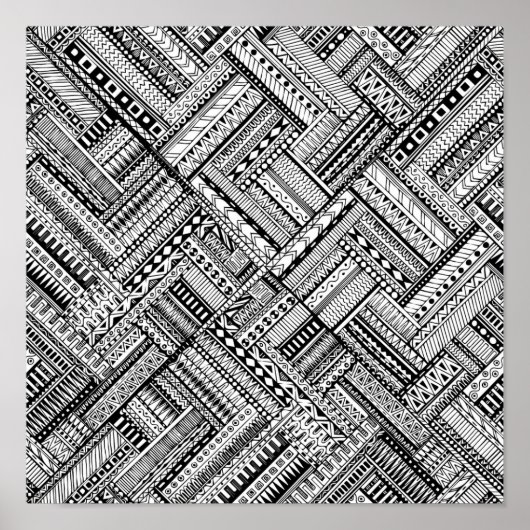 Geïnspireerd tribaal kunstpatroon 2 poster (Voorkant)