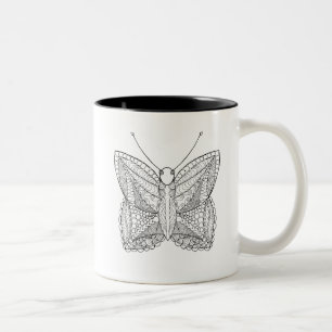 Geïnspireerd tropisch design vlinder tweekleurige koffiemok