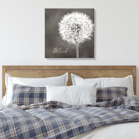 Geïnspireerd Wish Dandelion Canvas Afdruk (Insitu (Slaapkamer))