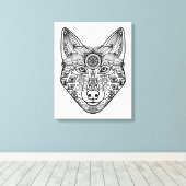 Geïnspireerd Wolf Head 6 Canvas Afdruk (Insitu (Houten vloer))