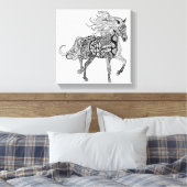Geïnspireerd zwart paard 6 canvas afdruk (Insitu (Slaapkamer))