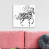 Geïnspireerd zwart paard 6 canvas afdruk (Insitu (Woonkamer))