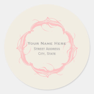 geïnspireerde adressticker - Roze Ronde Sticker