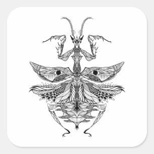 Geïnspireerde Bidsprinkhanen Vierkante Sticker