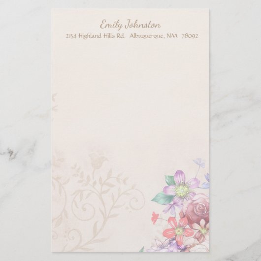 geïnspireerde bloemen - Aangepaste schrijfbenodig Briefpapier (Voorkant)