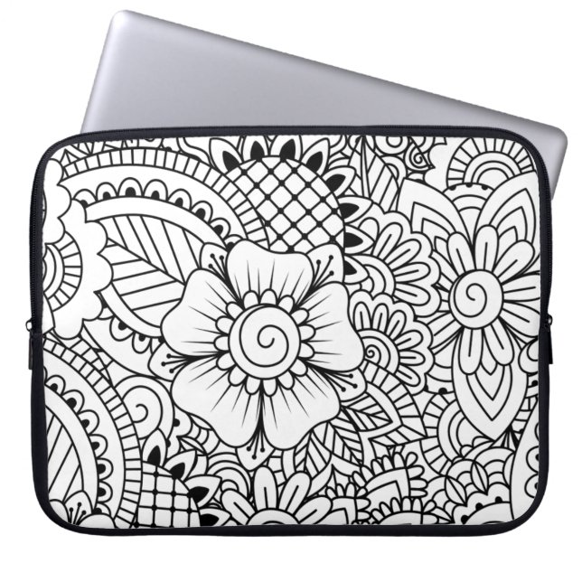 Geïnspireerde bloemen laptop sleeve (Voorkant)