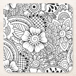 Geïnspireerde bloemen vierkante kartonnen onderzetter
