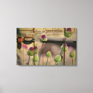 Geïnspireerde bloemenhouten deur canvas afdruk