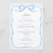  geïnspireerde Blue Bow Boy Baby shower Party Menu (Voorkant)