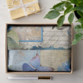 geïnspireerde Blue Floral Collage Decoupage Tissuepapier (Geschenk)