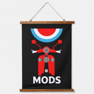 geïnspireerde Britse mods en rockers Hangend Wandkleed