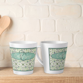 geïnspireerde elegante crème Floral Latte Mok