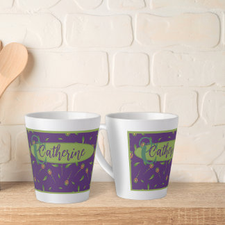 geïnspireerde elegante Paarse Floral Latte Mok