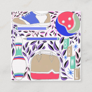  geïnspireerde Folk Art Bowling Pin en Bag Informatiekaartje