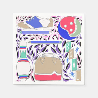 geïnspireerde Folk Art Bowling Pin en Bag Servet