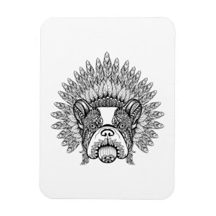 Geïnspireerde Franse hond in oorlogsbonnet Magneet