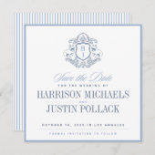 -geïnspireerde Frenchie Crest Save the Date Kaart (Voorkant / Achterkant)