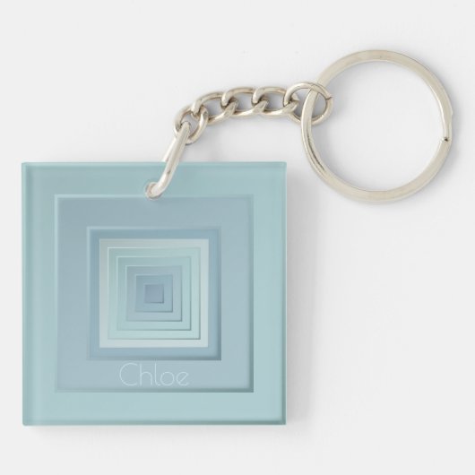 geïnspireerde geometrische vierkanten sleutelhanger (Achterkant)