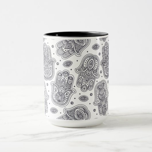 Geïnspireerde hand Drawn Hamsa Mok (Midden)