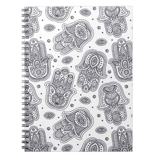 Geïnspireerde hand Drawn Hamsa Notitieboek (Voorkant)
