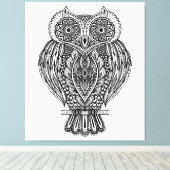 Geïnspireerde Hand getrokken  Uil 6 Canvas Afdruk (Insitu (Houten vloer))