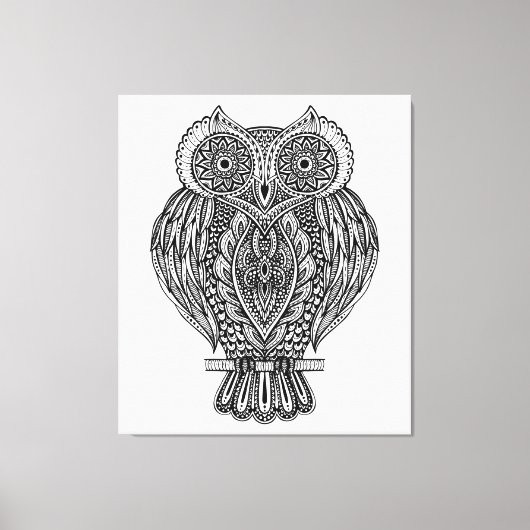 Geïnspireerde Hand getrokken  Uil 6 Canvas Afdruk (Voorkant)