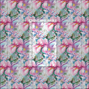 geïnspireerde Iris Flowers Roze afdrukverbinding Stof