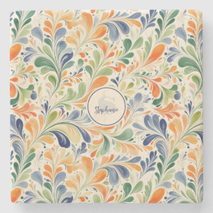 -geïnspireerde kleurrijke Paisley bladpatroon (4) Stenen Onderzetter