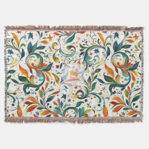 -geïnspireerde kleurrijke Paisley Leaf Pattern Deken
