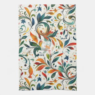 -geïnspireerde kleurrijke Paisley Leaf Pattern Theedoek