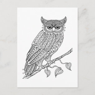 Geïnspireerde Magische Owl die op Tak zit Briefkaart