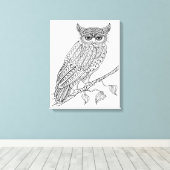 Geïnspireerde magische uil zittend op tak 6 canvas afdruk (Insitu (Houten vloer))