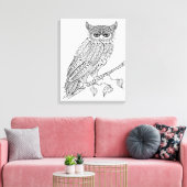 Geïnspireerde magische uil zittend op tak 6 canvas afdruk (Insitu (Woonkamer))