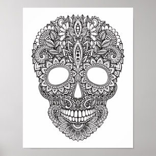 Geïnspireerde menselijke schedel 2 poster