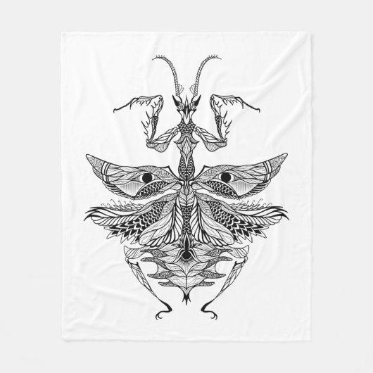 Geïnspireerde Praying Mantis Fleece Deken (Voorkant)