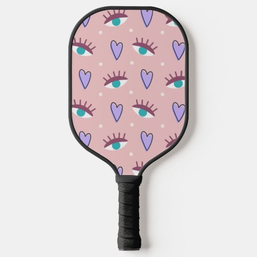  geïnspireerde retro oogjes naadloos patroon pickleball paddle (Voorkant)