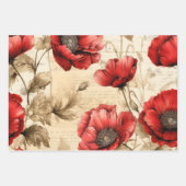  geïnspireerde rode klaprozen inpakpapier vel (Voorkant 2)