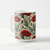 -geïnspireerde rode papaver koffiemok (Voorkant links)