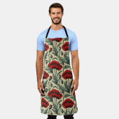 -geïnspireerde rode papaver schort (Gedragen)