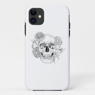 Geïnspireerde schedel en bloemen iPhone 11 hoesje