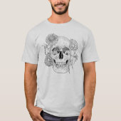 Geïnspireerde schedel en bloemen t-shirt (Voorkant)
