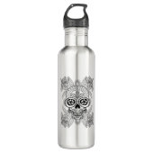 Geïnspireerde schedel in bloemen waterfles (Voorkant)