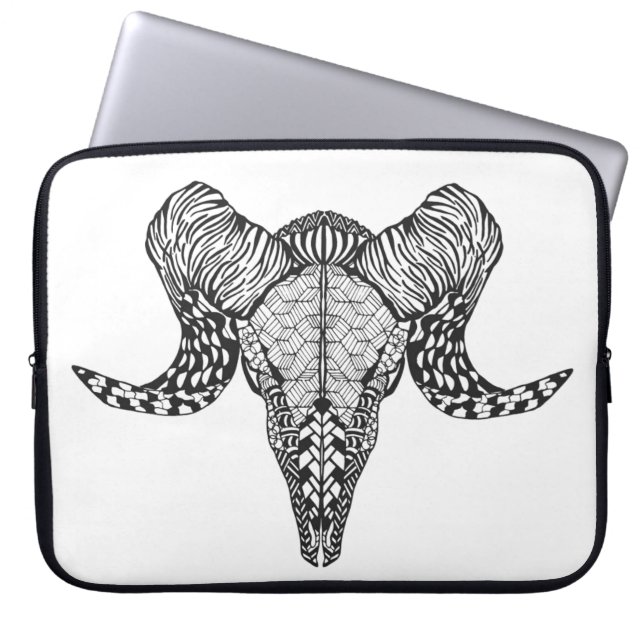 Geïnspireerde schedel laptop sleeve (Voorkant)