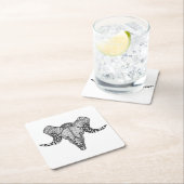 Geïnspireerde schedel vierkante kartonnen onderzetter (Insitu)