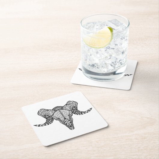 Geïnspireerde schedel vierkante kartonnen onderzetter (Insitu)