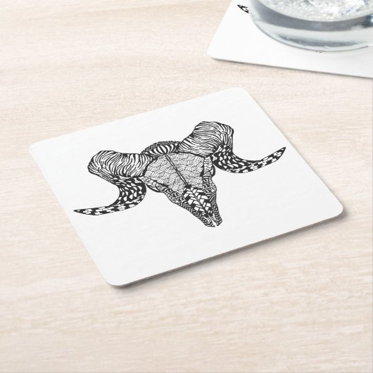 Geïnspireerde schedel vierkante kartonnen onderzetter (Schuin)