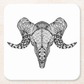 Geïnspireerde schedel vierkante kartonnen onderzetter (Voorkant)