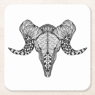 Geïnspireerde schedel vierkante kartonnen onderzetter