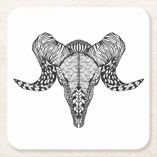 Geïnspireerde schedel vierkante kartonnen onderzetter (Voorkant)