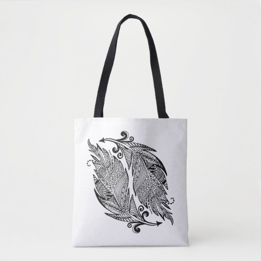 Geïnspireerde schets van veren 2 tote bag (Voorkant)